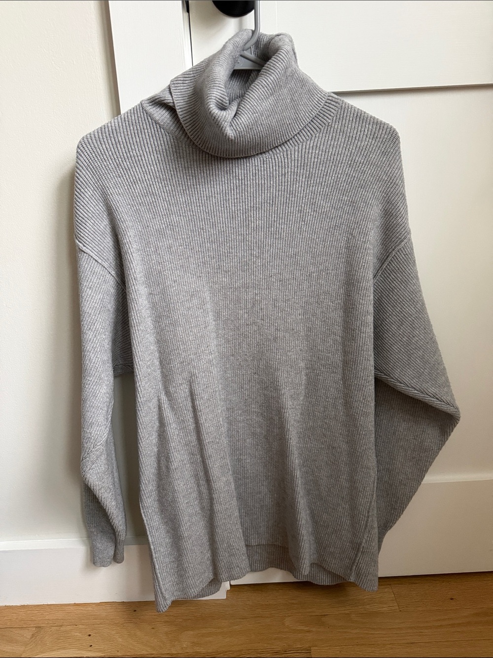 Free People Light Gray Ribbed Turtleneck Sweater
